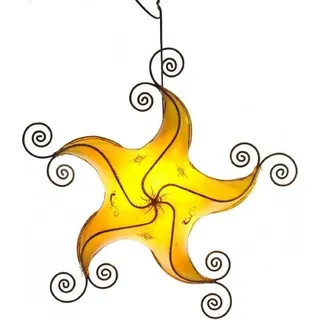Orientalische Lampe Deckenleuchte Hängelampe marokkanische Deckenlampe Lederlampe STERN Gecko Star 70 cm, gelb - Gelb