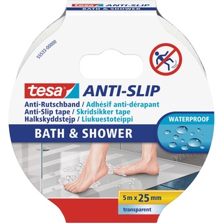 Tesa Anti-Rutschband Bad und Dusche Transparent 5 m x 25 mm