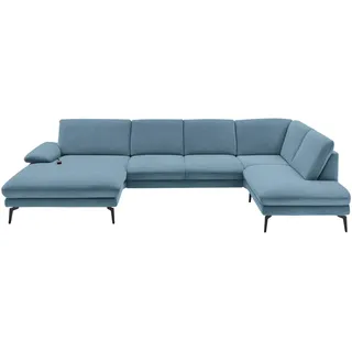 Dieter Knoll Wohnlandschaft, Blau, Metall, 4-Sitzer, U-Form, 344x208 cm, Fußauswahl, Stoffauswahl, Sitzqualitäten, seitenverkehrt erhältlich, Hocker Rücken echt, individuell planbar, Wohnzimmer, Sofas & Couches, Wohnlandschaften, Wohnlandschaften in U-Form