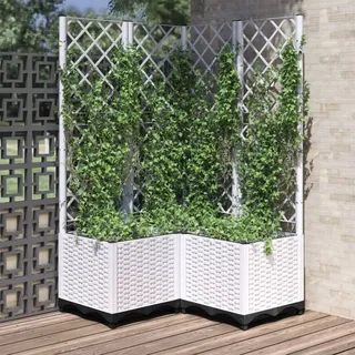 vidaXL Pflanzkübel mit Rankgitter 80 x 80 x 136 cm Weiß