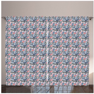 Gardine Gardinen mit Schlaufen und Haken 140 cm x 2 Vorhangbahnen, Abakuhaus, Aquarell Flamingo mit Zebra blau|schwarz 280 cm x 400 cm