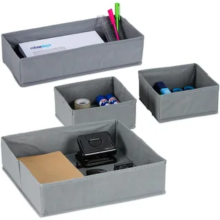 Relaxdays Schubladen Organizer Vlies Grau 4 St.