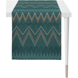 Tischläufer APELT "Indira, LOFT STYLE, Jacquard", bunt (türkis, petrol, grau, orange, beige), B:44cm L:140cm, Baumwolle, Polyester, Tischdecken