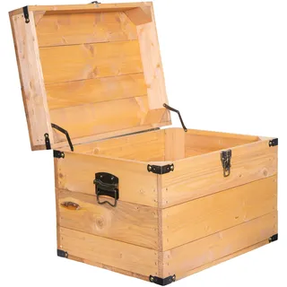 Kistenkolli Altes Land Holztruhe Geschenk-Box mit Deckel Schatzkiste Maße 45x35x35cm groß Holzkiste Truhe Schatztruhe groß Holzkiste mit Deckel (Ocker)
