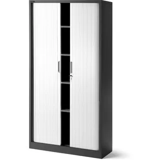Jan Nowak by Domator24 Rollladenschrank T001 Jalousieschrank Aktenschrank Büroschrank 4 Fachböden Rolltür abschließbar 185 cm x 90 cm x 45 cm (anthrazit-weiß), Stahl