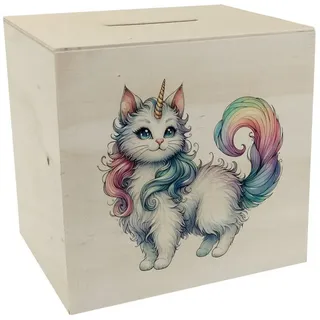 speecheese Spardose Einhorn-Katze Spardose aus Holz