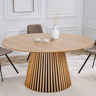 riess-ambiente Runder Esstisch VALHALLA WOOD 120cm natur Eichenholz-Design Säulenfuß Esszimmertisch Küchentisch Tisch