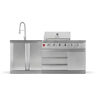 Goriller Outdoorküche, Schwarz Hochglanz, Metall, 200x90x58 cm, CE, Grills & Outdoor-Küchen, Gasgrills