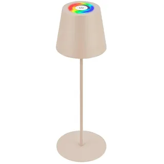 Briloner - 3 in 1 RGBW LED Tischlampe kabellos IP44 mit Touch, stufenlos dimmbar, Akku & Lichtquelle tauschbar, Nachttischlampe, LED Lampe, Weinlampe, Flaschenlampe Aufsatz, 36x10,5 cm, Beige