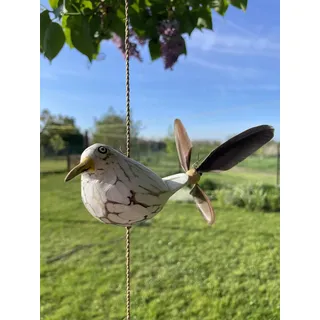 Möwe mit Propeller Windspiel aus Holz für Garten und Balkon Länge 50 cm