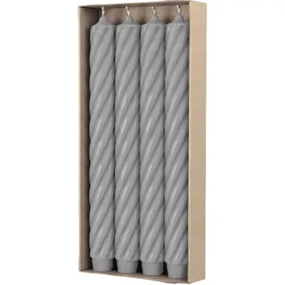 RUSTIC TWIST Stabkerzen Silbergrau, 250/28 mm, mit Zapfenfuß, WENZEL, Brenndauer 16h, 4 St.