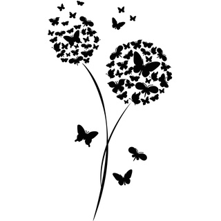 GRAZDesign Wandtattoo Pusteblume Schmetterlinge - 101x57cm / 010 weiss
