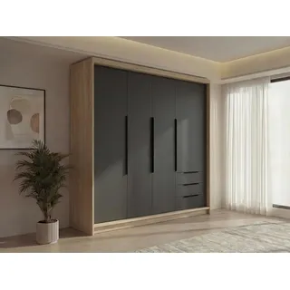 A&J MöbelLand Drehtürenschrank KLARI 200 x 215 x 59,5 cm Silberfarben