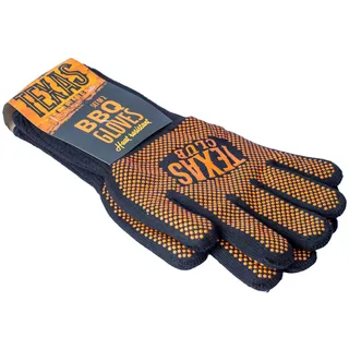 TEXAS CLUB Grillhandschuhe Hitzebeständig I Feuerfeste Handschuhe aus Deyan-Gewebe I Backhandschuhe, Kochhandschuhe, Ofenhandschuhe für Backen, Küche & Grillen - Schwarz/Rot