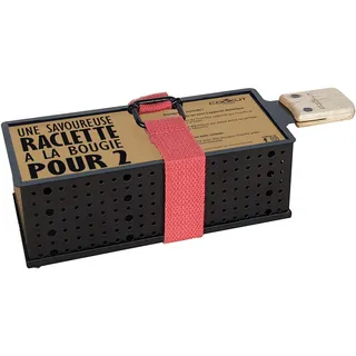 COOKUT - LUMI - Raclette mit Kerze für 2 Personen - Schmelzen Sie Ihren Käse in 3 Minuten - Raclette Abend, Käsefondue, Picknick - Inklusive Holzspatel - Schwarz