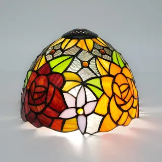 Ersatz-Tiffany-Lampenschirm, 20,3 cm, kleiner Buntglas-Deckenleuchtenschirm, nur schillernde Rosen, Vintage-Stil, Art Deco, for Tischlampen, Pendelleuchte
