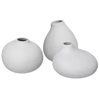 BLOMUS Dekovase BLOMUS "NONA, aus Porzellan, unglasiert", grau (hellgrau (micro chip)), Porzellan, Vasen, Vase in 3 unterschiedlichen und außergewöhnlichen Formen