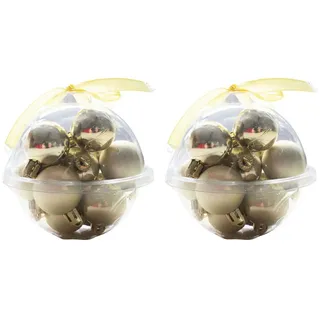 Annastore Weihnachtsbaumkugel 24 x Mini Baumkugeln Ø 3 cm zum Hängen - Bruchsicher aus Kunststoff, Kleine Christbaumkugeln aus Kunststoff goldfarben|silberfarben