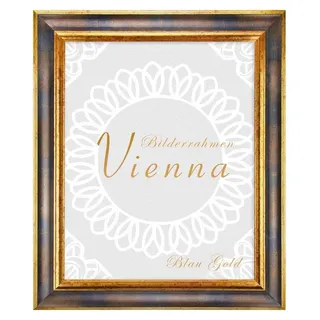 Einzelrahmen Bilderrahmen Vienna, (1 Stück), 45x60 cm, Blau Gold, Holz blau 45 cm x 60 cm