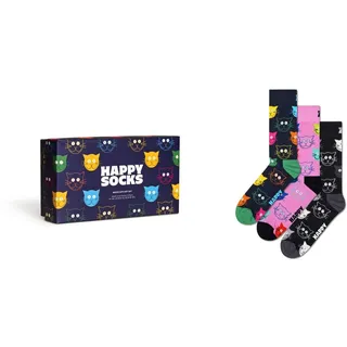 Happy Socks Socken mit Katzenmuster für Herren und Damen, 36-40 & 41-46 - 36-40