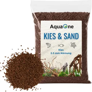 AquaOne Aquarium Kies Sand 5 kg I Bodengrund hell schwarz bunt fein mittel grob I Aquariumkies Premium Qualität I Quarzsand Aquariumkies Deko Aquascaping Körnung (braun 2-3mm)
