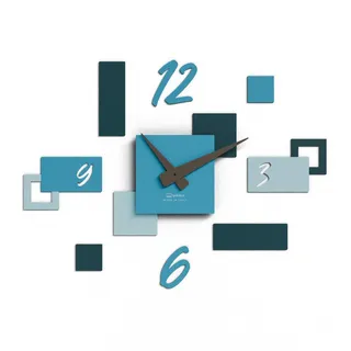 Giallobus - Geotime Uhr - Stone - MDF-Holz - Geotime - 01S_Reel - Moderne Wanduhr – 3D-Klebezahlen – Modulares Design