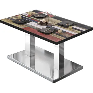 GGM Möbel Bistro Loungetisch 110 x 60 x 41 cm Vintage Bunt/Edelstahl