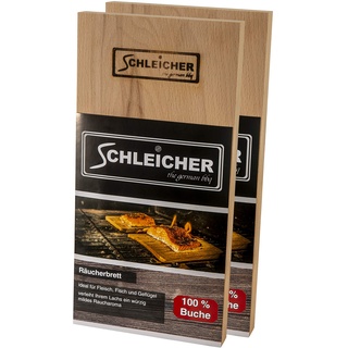 SCHLEICHER Premium Buche Räucherbretter 30x14x2cm - 2 Stück - XXXL 2cm extra dick – mehrfach wiederverwendbar & langlebig - Grillbrett - Räucherbrett aus 100% Buchenholz