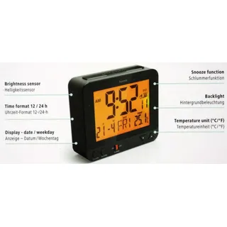 DCR Digital Funkwecker Funkuhr Beleuchtung Temperatur Datum 186320 Hama RC 550