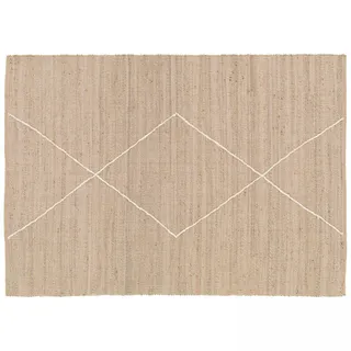 Oviala Business Handgewebter Teppich aus natürlicher Jute mit Rautenmuster 160 x 230 cm