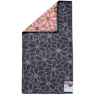 Ross Uni-Walk Handtücher Cashmere feeling Blütenfond anthrazit Handtuch 50x100 cm - grau;orange