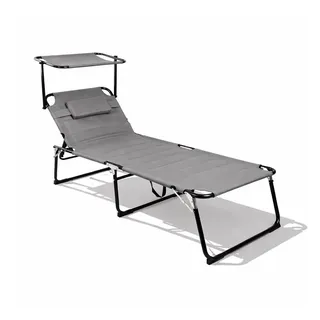 Mojawo XXL Gartenliege Grau mit Dach