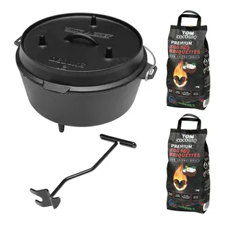 Camp Chef Deluxe Dutch Oven DO-12 Deckelheber TOM COCO Kokoskohle Grill Set