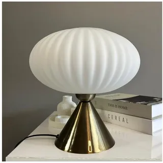 Bamyum Nachttischlampe Elegant Retro Glas Tischlampe mit Kabel, ohne Leuchtmittel weiß Schlot