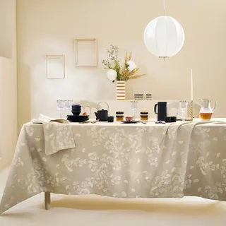 Garnier Thiebaut Tischdecke Mille Ginkos Naturel - Baumwolle Rechteckig | 55 cm x 180 cm