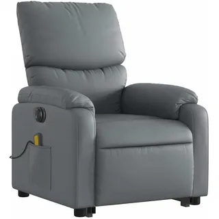 vidaXL Massagesessel mit Aufstehhilfe Kunstleder 99 x 99 x 0 cm Grau elektrisch