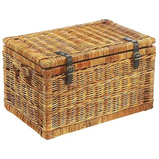 Kobolo Truhenbank Rattan Braun 70 x 45 x 40 cm
