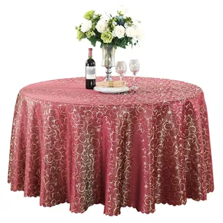 BHOMTY Runde Jacquard-Tischdecke Schützt und dekoriert den Tisch Geeignet für Haus, Hotel Restaurant, Hochzeit Bankett, Büro Treffen Bordeaux Durchmesser 160 cm
