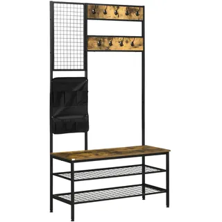 Homcom Garderobenständer mit Sitzbank 100 x 40 x 185 cm Braun