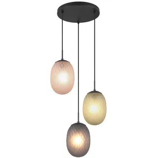 TRIO Leuchten LED Pendelleuchte, Dimmfunktion, LED wechselbar, Warmweiß, Cluster mit 3x Glas-kugel für Esstisch & Treppenhaus hängend Ø 43cm bunt