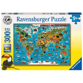 Ravensburger Verlag Puzzle - Ravensburger Kinderpuzzle - 13257 Tiere rund um die Welt - Puzzle-Weltkarte für Kinder ab 9 Jahren, mit 300 Teilen im XXL-Format