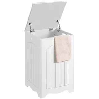 Yaheetech Wäschebox Wäschekorb mit Deckel, 69L Wäschesammler, LBH: 40x40x61 cm, Holz weiß