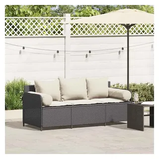 vidaXL Gartensofa 3-Sitzer Loungesofa schwarz