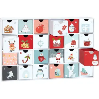 Brubaker Adventskalender zum Befüllen - Sweet Chistmas 2024 - DIY Weihnachtskalender 24 Türchen für Gutscheine und Süßigkeiten - 39 cm groß -... - Rot/Weiß/Blau