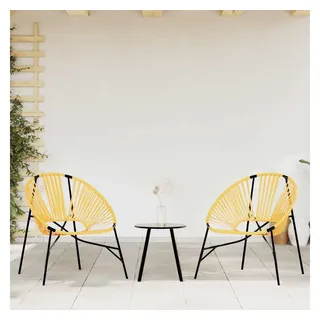 vidaXL Gartenstuhl-Set 3-tlg.  Schwarz und Gelb  Poly Rattan  UV-beständig  1 St.
