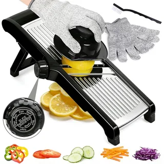 Küchengerät, Multifunktionaler Gemüseschneider, Verstellbare Edelstahl-mandoline Mit Handschutz Und Sicherheitshandschuhen, Gemüseschneider Für Obst Und Gemüse