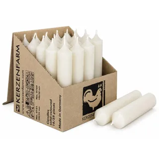 Kurze Stabkerzen Tafelkerzen durchgehend gefärbt Spitzkerzen für die Tisch-Deko zur Hochzeit Weihnachten & Party (25, Elfenbein)