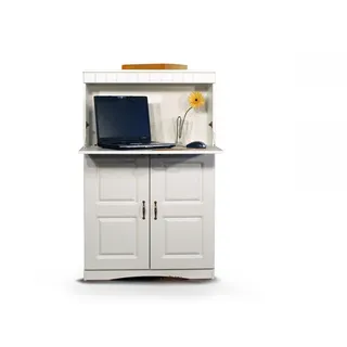 Sekretär Schrank Kommode Schreibtisch Regal VALBONA MDF Weiß 1 Klappe 2 Türen