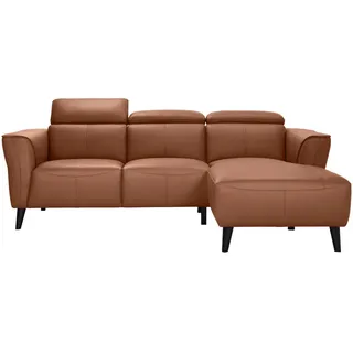 Mid.you Ecksofa, Cognac, Leder, Echtleder, Büffelleder, 223x173 cm, Wohnzimmer, Sofas & Couches, Sofas, Ledersofas