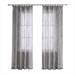 Joyswahl Gardine (1 St), Kräuselband, transparent, Fenster Gardinenschals Ausbrenner mit Wellenmuster Modern grau 140 cm x 245 cm